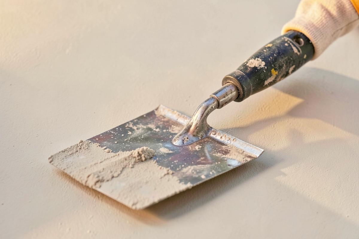 Trowel smoothing fresh plaster